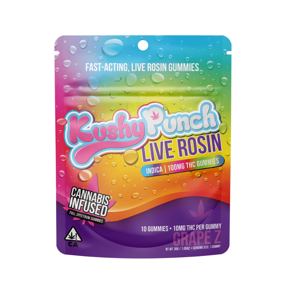 Solventless Rosin / Hash-Kushy Punch-Grape Z Live Rosin Gummies