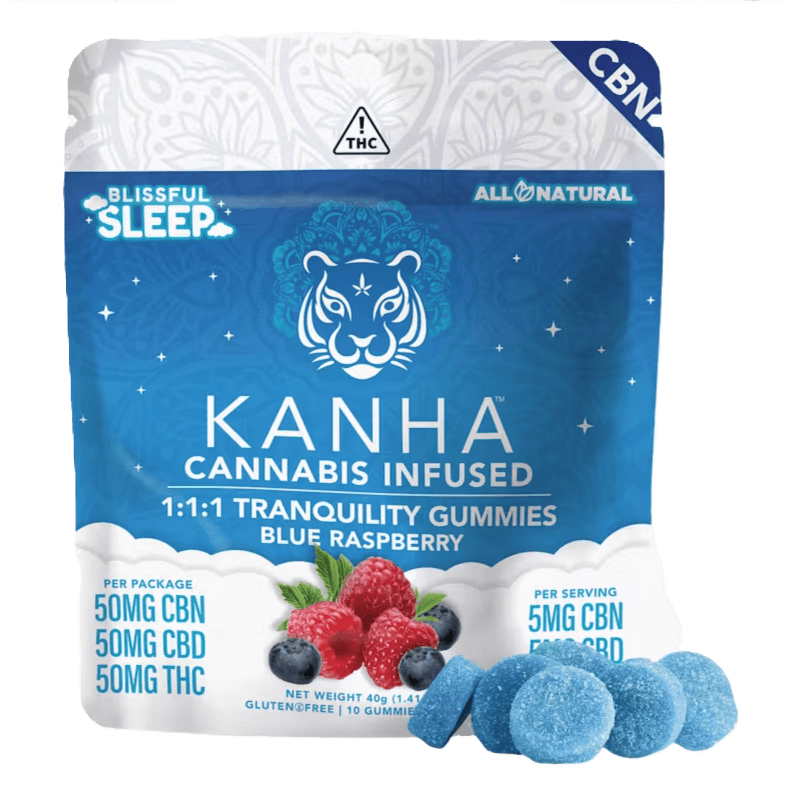 Ratio (CBN/CBD)-Kanha-Blue Raspberry Tranquility Sleep Gummies 1:1:1