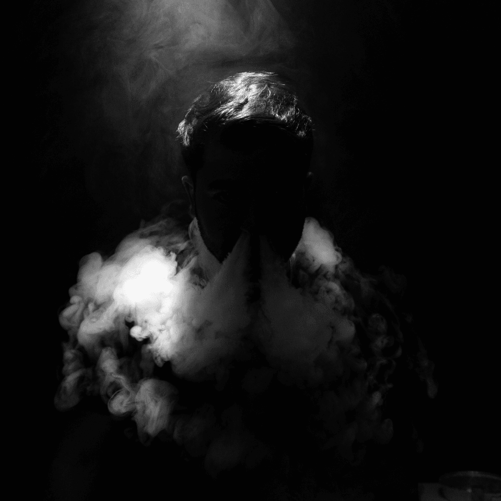 black and white image smoking