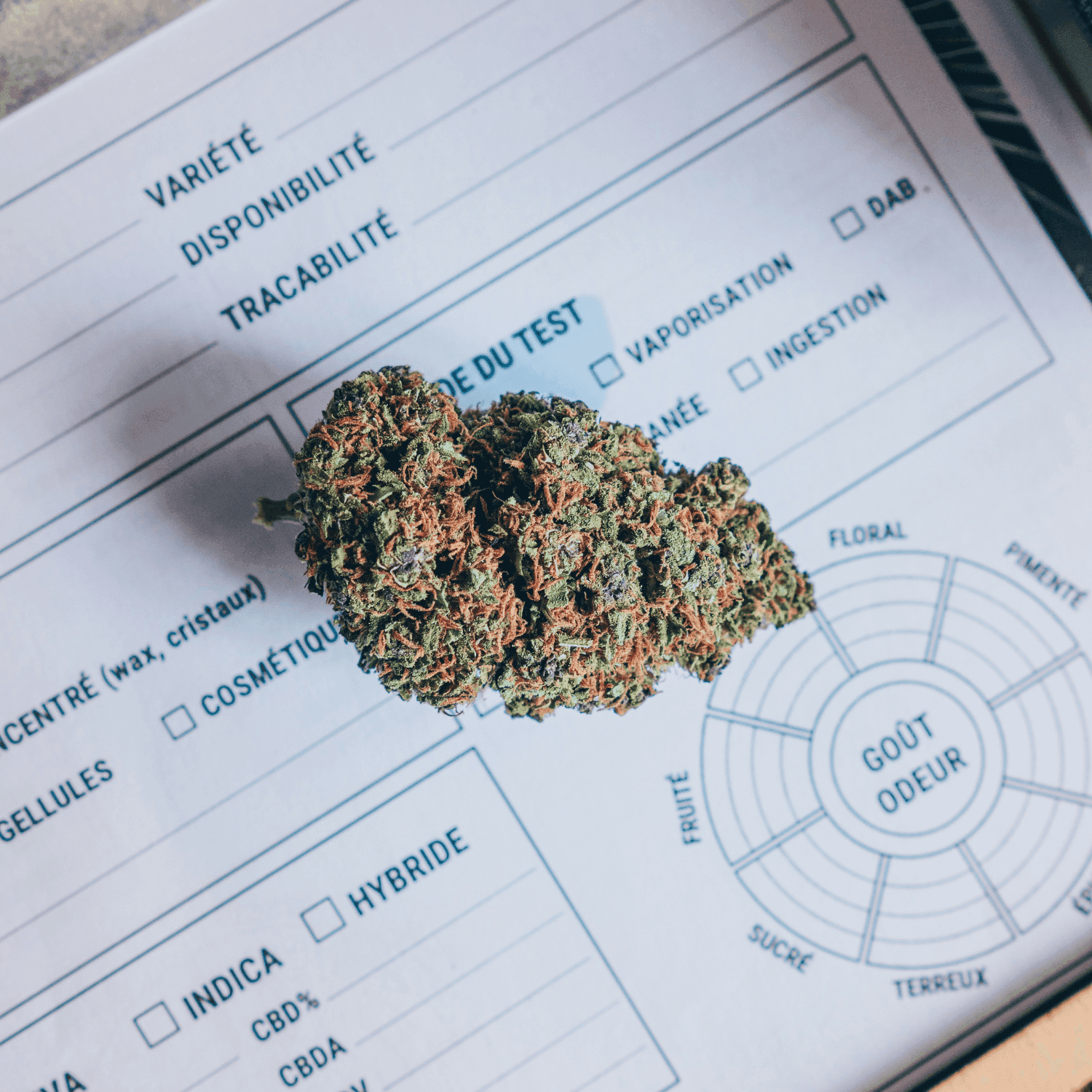 cannabis nug on paper