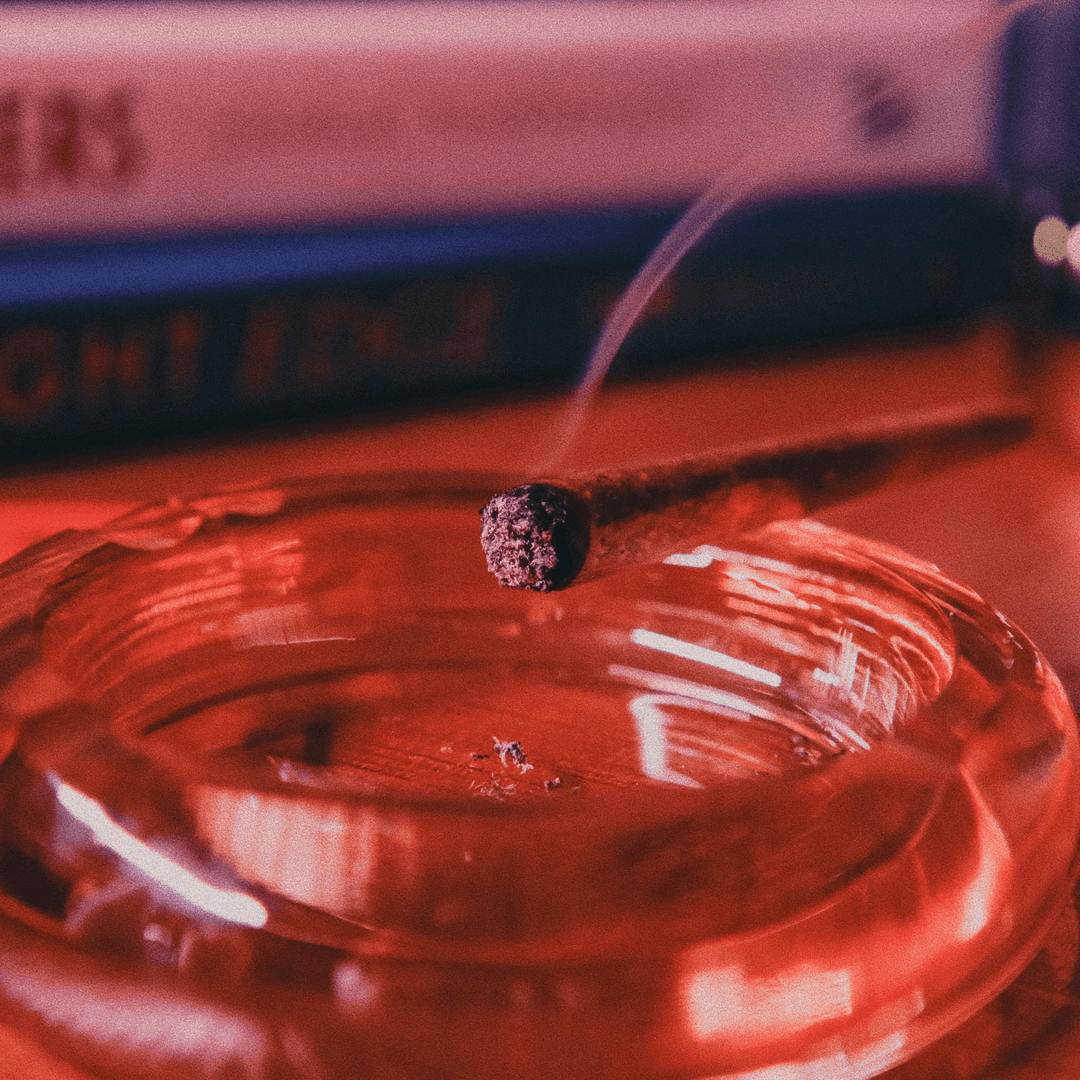 joint burning on ashtray