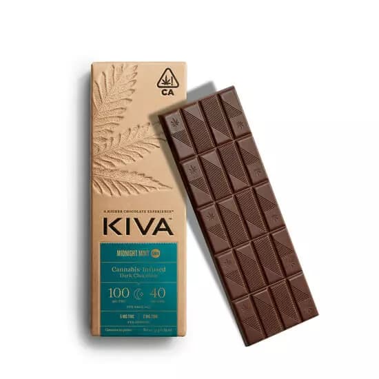 Edibles-Kiva Confections-Dark Chocolate Midnight Mint CBN 5:2
