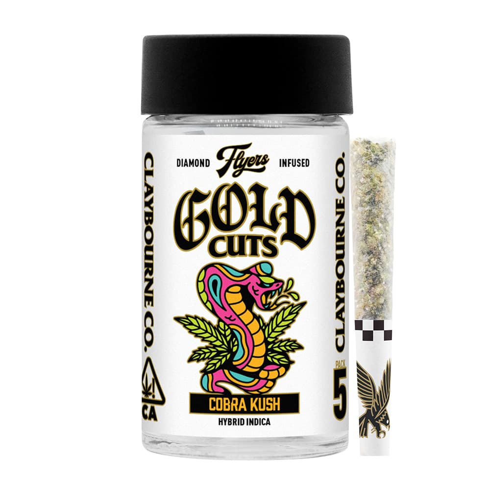 Infused Pre-Roll Pack-Claybourne Co.-Cobra Kush Gold Cuts Flyers 0.5G 5-Pack Prerolls