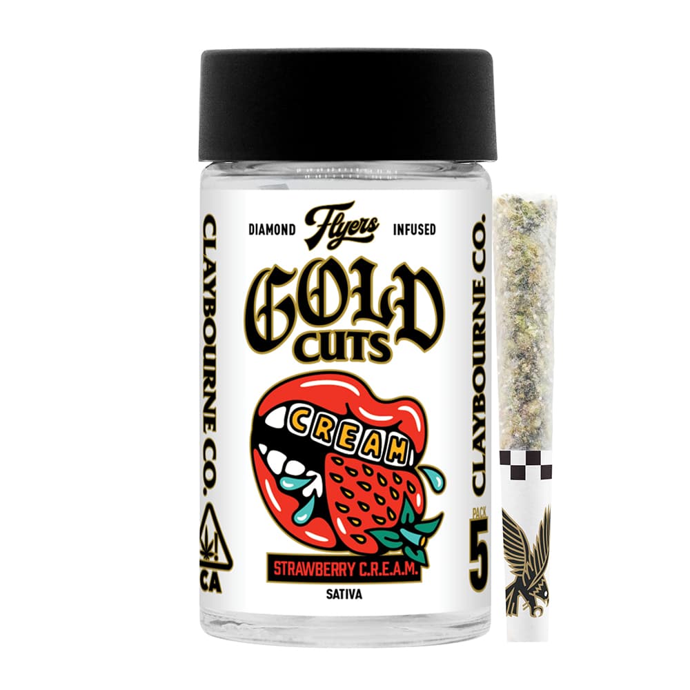 Infused Pre-Roll Pack-Claybourne Co.-Strawberry C.R.E.A.M Gold Cuts Flyers 0.5G 5-Pack
