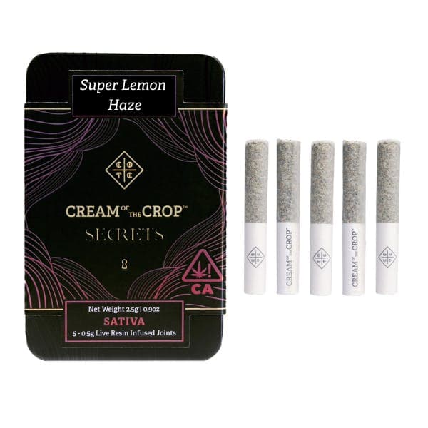 Infused Pre-Roll Pack-Cream of The Crop-Super Lemon Haze Diamond Infused 5-Pack