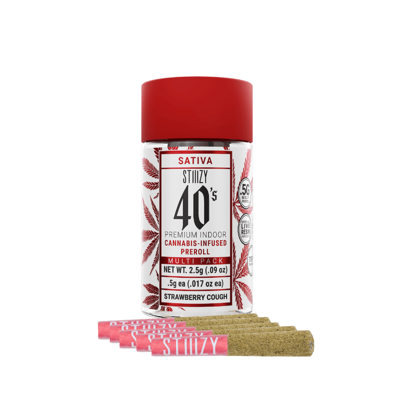 Infused Pre-Roll Pack-STIIIZY-Strawberry Cough 40's Infused Mini Joint 5-Pack
