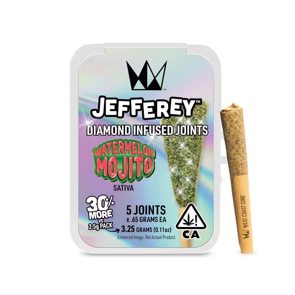 Infused Pre-Roll Pack-West Coast Cure-Watermelon Mojito Jefferery 0.65g 5-Pack