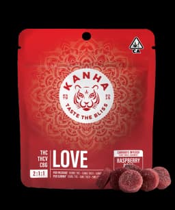Ratio (CBN/CBD)-Kanha-Raspberry Rose NANO 2:1:1 THC THCV CBG Love Gummies-image-1