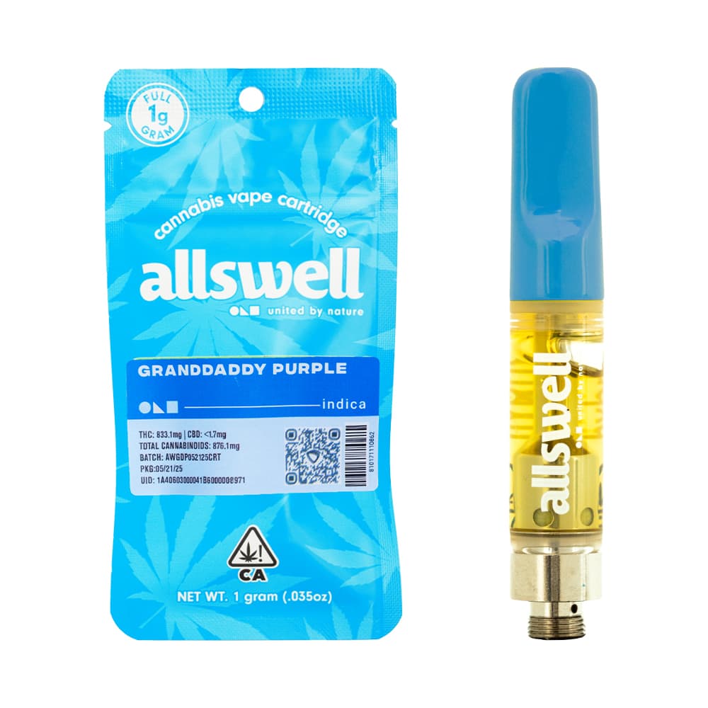 Vapes-Allswell-Granddaddy Purple Cartridge